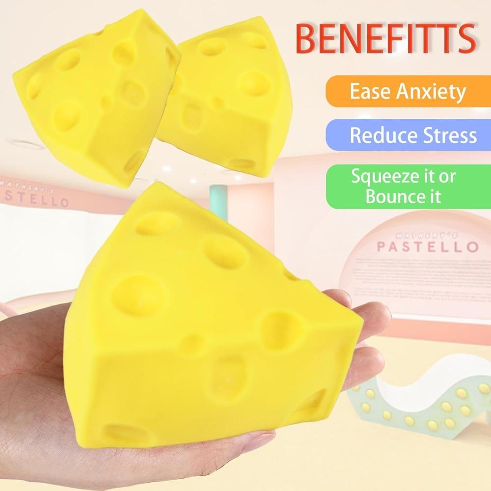 Cheese Squishy Stress Ball - Soft Fidget Sensory Toy for ADHD Autism, Slow Rebound Squeeze Toy for Adults Kids, Christmas Gift
