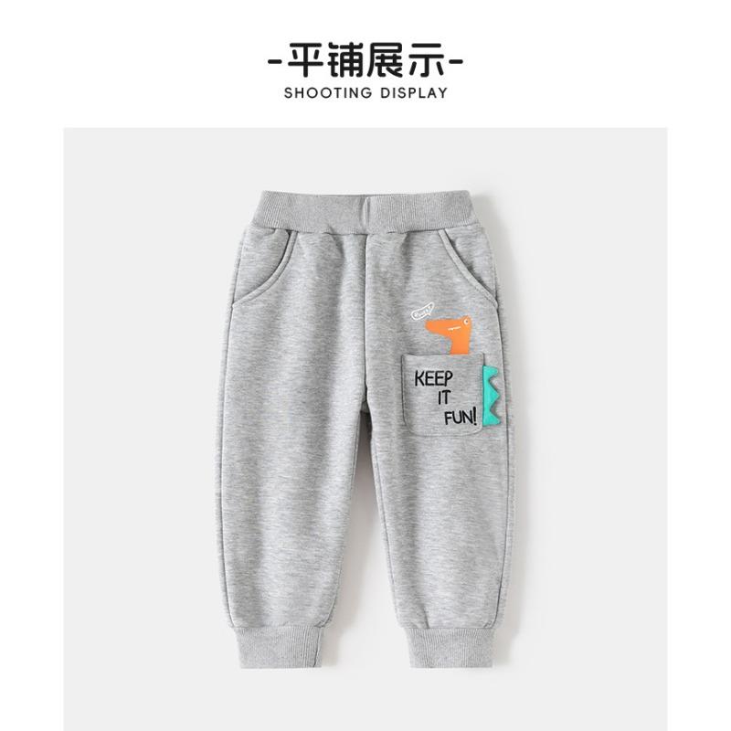 Korean Style Boys Fleece Lined Long Sports Pants Kids Children Winter Autumn Trousers