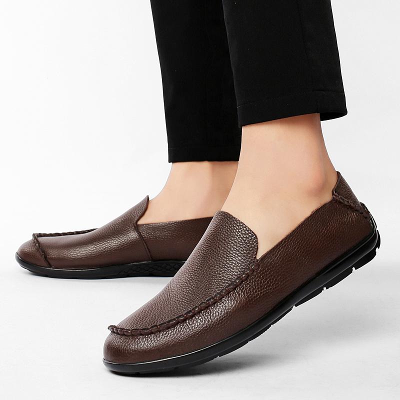 Fashion Genuine Leather Men Loafers Shoes Casual Luxury Brand Formal Italian Style Breathable Slip On Male Soft Sole Comfort Boat Shoes