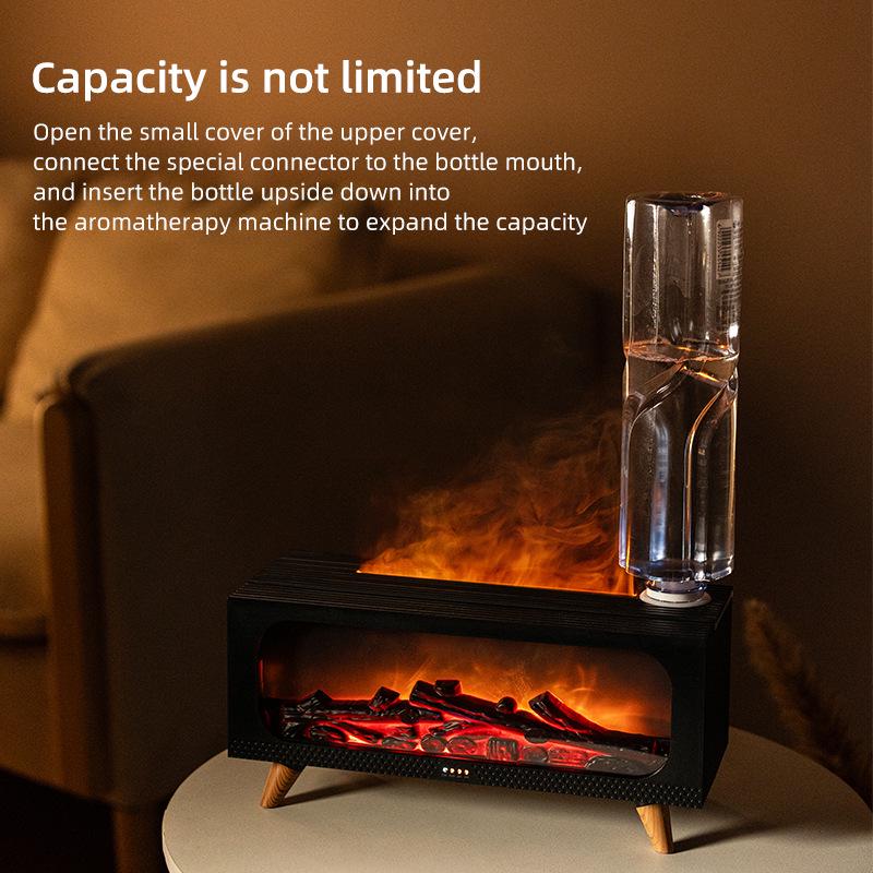USB Simulated Fireplace Flame Humidifier & Night Light for Home & Bedroom