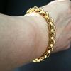 Gold Color 7mm Width Stainless Steel Link Mens Womens Bracelet Jewlery In 18-24cm