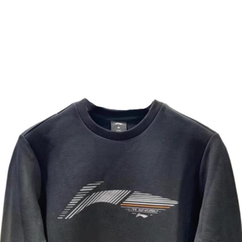 Li Ning Sweatshirts Men's Black Crew Neck Moderate Regular AWDU397-5