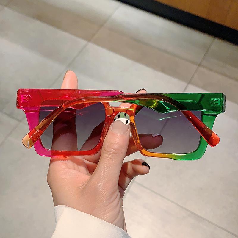 Rainbow Square Sunglasses Women For Men  Vintage Sun Glasses Luxury Brand Designer Punk Hip Hop Popular Colorful Shade Uv400
