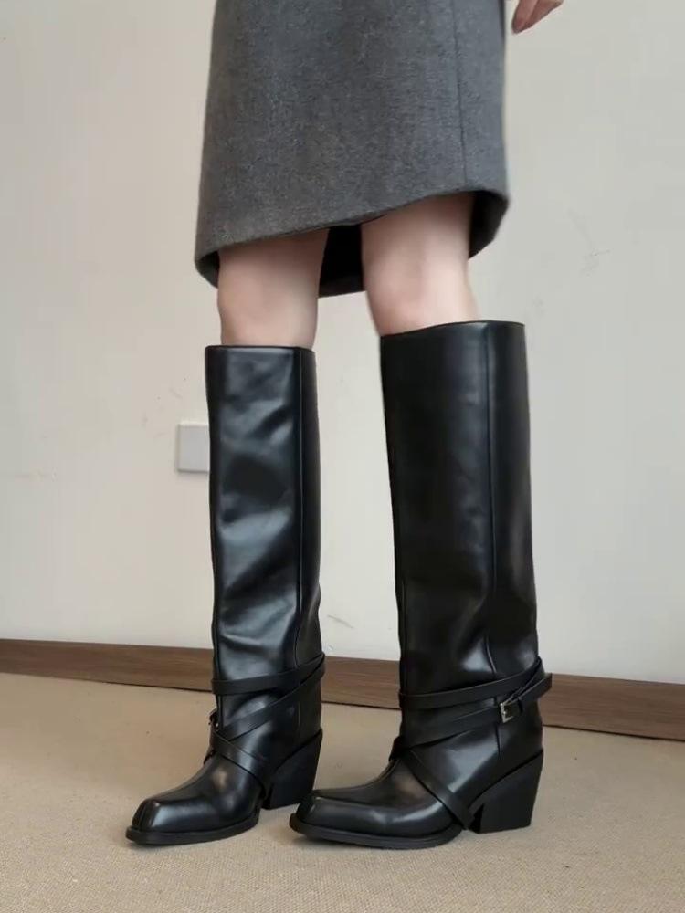 Retro Versatile High-heeled Boots for Women in Autumn and Winter, Thick-soled Women's Shoes