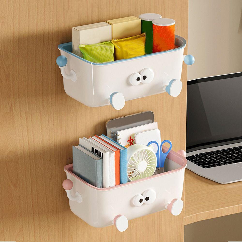 Cartoon Bedside Hanging Basket Free Punch Large Capacity Door Hanging Trash Can Space Saving Plastic Bed Storage Organizer