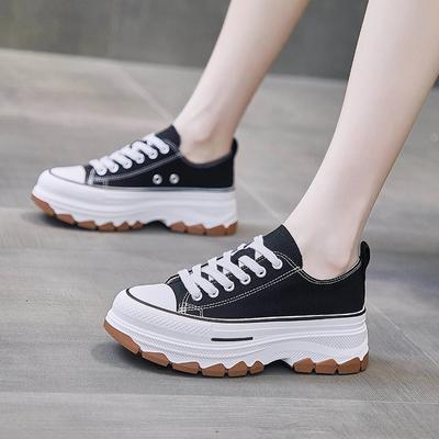 Mode 2024 Neue Frühjahrs- und Herbstmode Neue runde Zehenpartie Dicke Sohle Lässige Bequeme Laufschuhe Riemenverschluss Damen-Sneaker