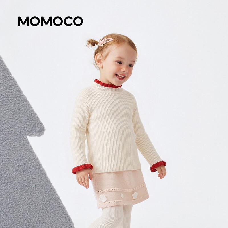 MOMOCO Toddler Girls' Colorblock Ruffled Knit Sweater