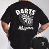 Darts Whisperer Graphic Motorcycle T-Shirt Double-Sided Print Men's Summer Short Sleeve Round N