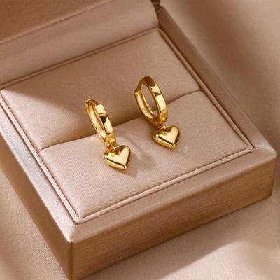 Small Love Earrings Women's K Gold-plated Extremely Simple Niche Heart-shaped Earrings Temperament Earrings Fashion