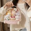 Storage Box Cartoon Trolley Shape Display Case with Handle And Rotating Dust-Proof Cover Organizer for Dolls Jewelry Stationery
