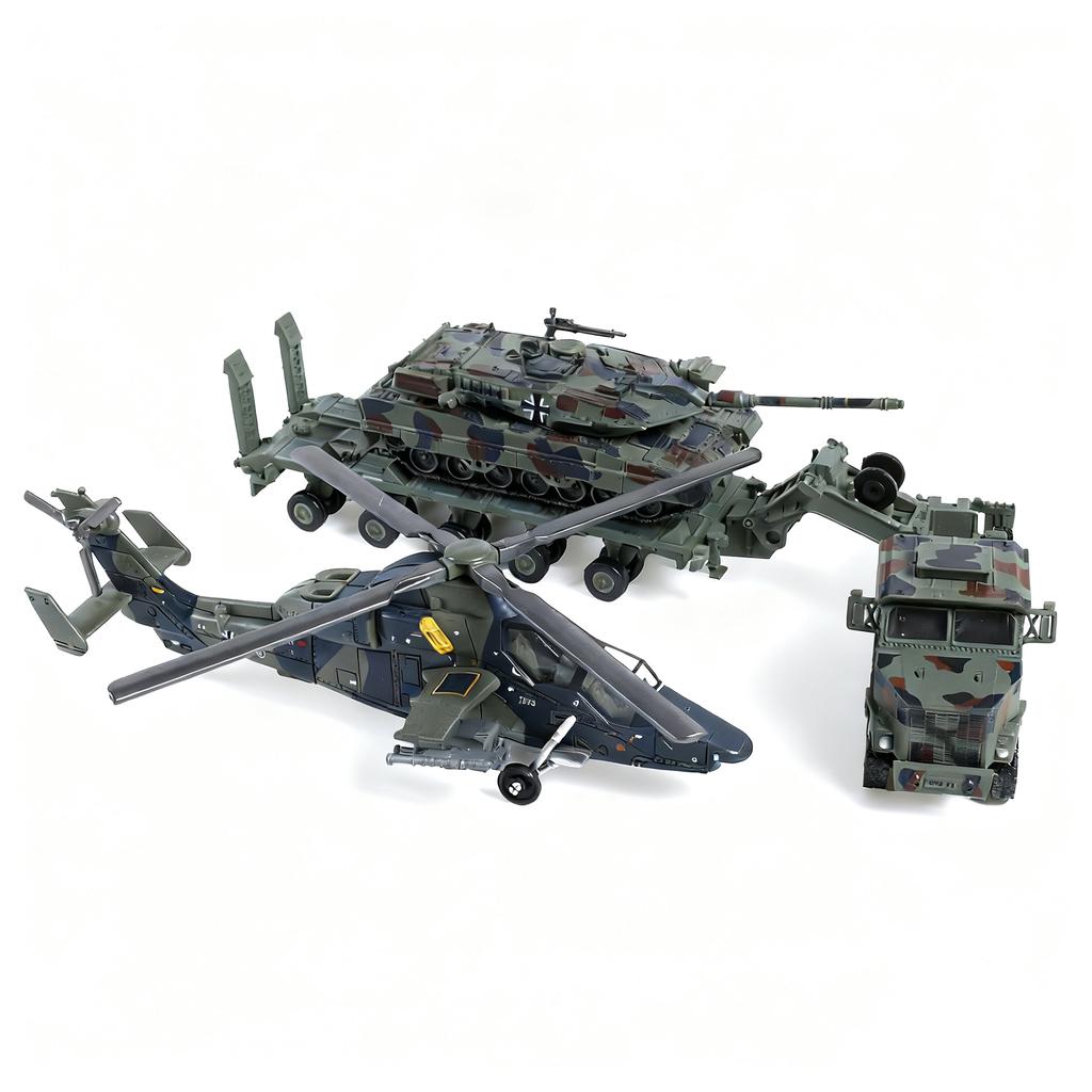 1/72 Military Weapons Model Building Block Toy Army Gunship M1070 Tank Transporter M1A2 Abrams Main Battle Tank Fighter Toys