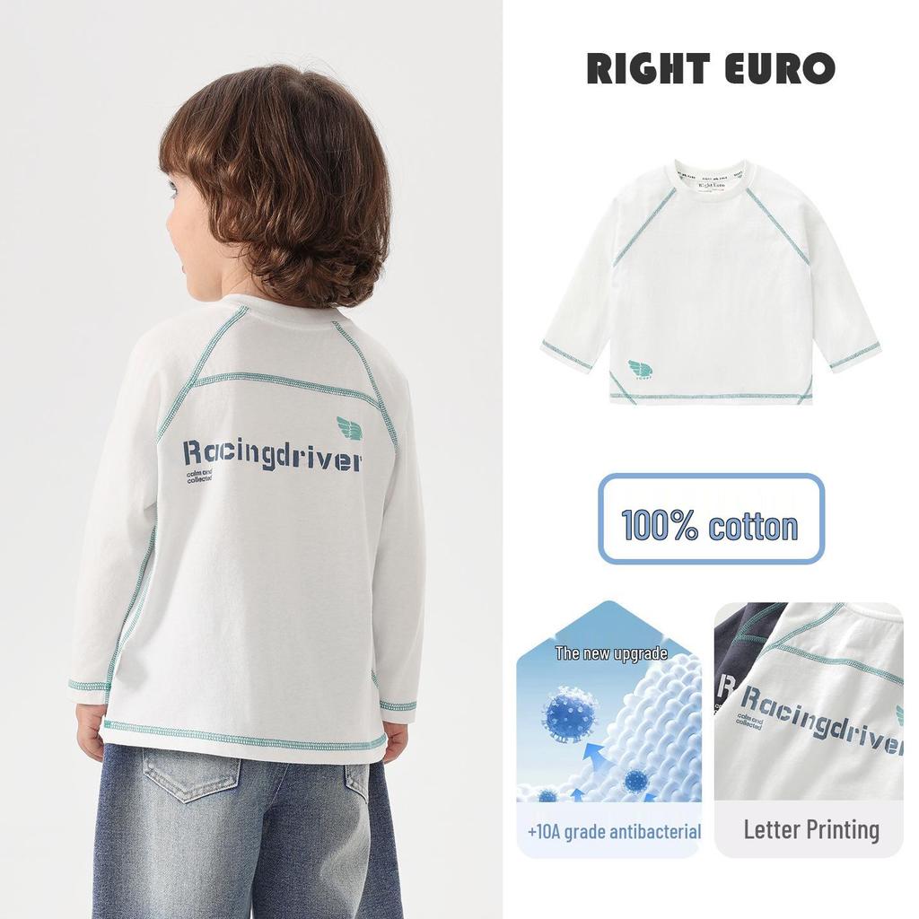 2026 Trendy Boys' Pure Cotton Long-Sleeve T-Shirt for Spring and Fall