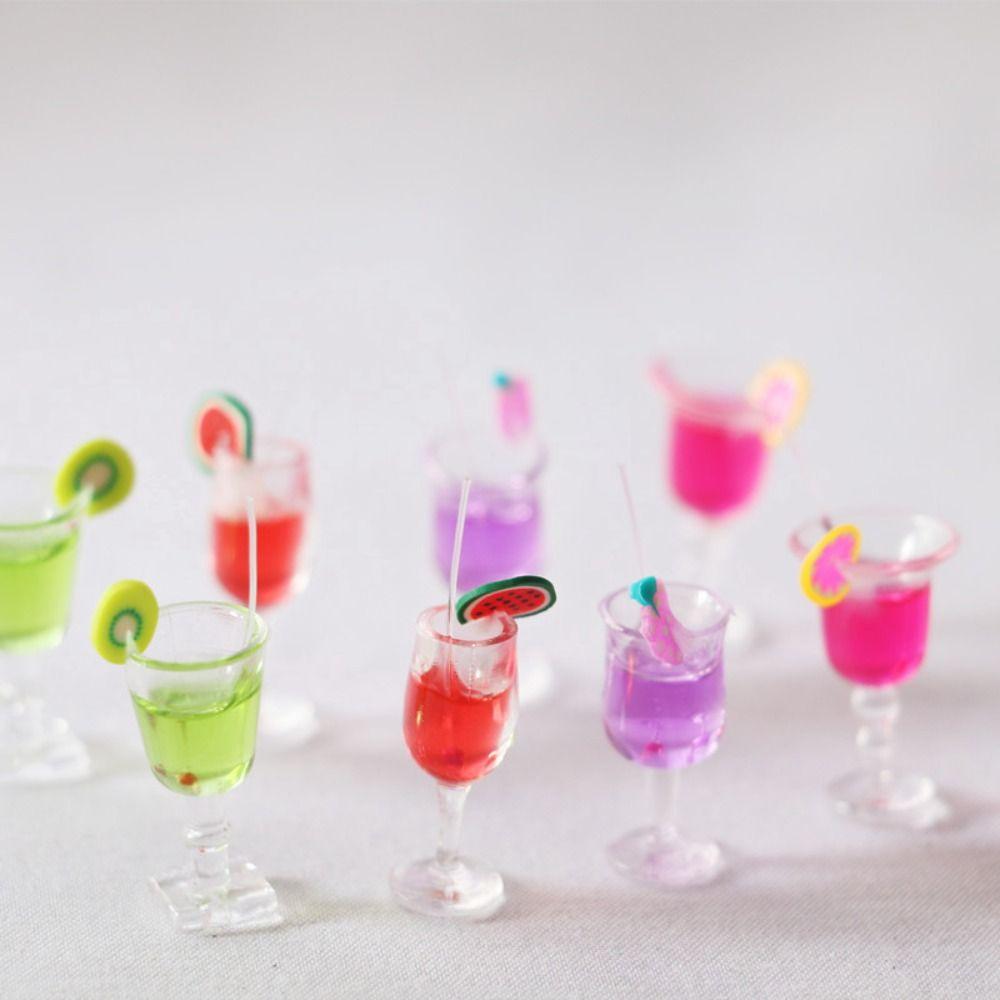 Glass Cup 1:12 Dollhouse Simulation Cocktail Creative Fruit Juice Beverage  Girls