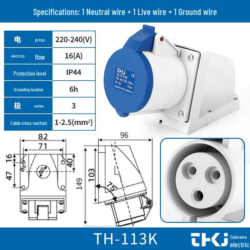 Waterproof Industrial Socket & Plug Aviation Connector, 16A/32A Male/Female