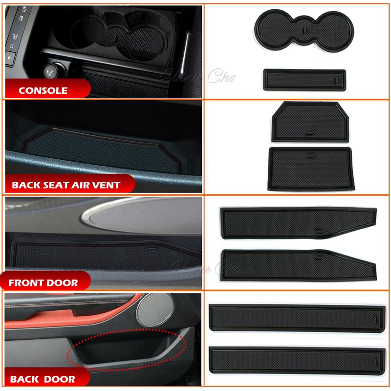 Per Range Rover Evoque L538 Kit Tappetini per vani portaoggetti 2012-2018 Gomma Antiscivolo Pad per scanalature portiere Sottobicchieri per portabicchieri