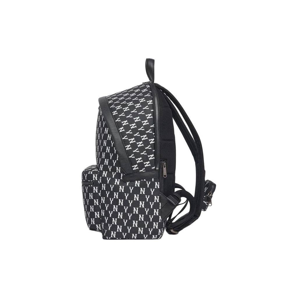 New MLB Monogram Collection Polyester Backpack Regular Unisex Black 3ABKM012N-50BKS