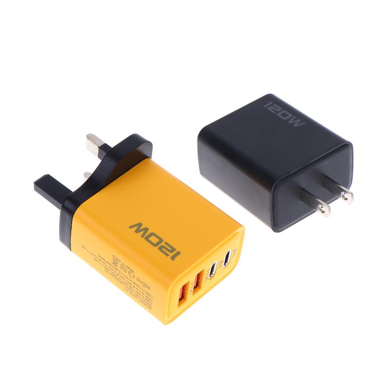 1Pcs Eu Us Uk Plug Travel 4 Port 120W Usb C Fast Charger Station Pd Qc3.0 Wall Adapter For Phone
