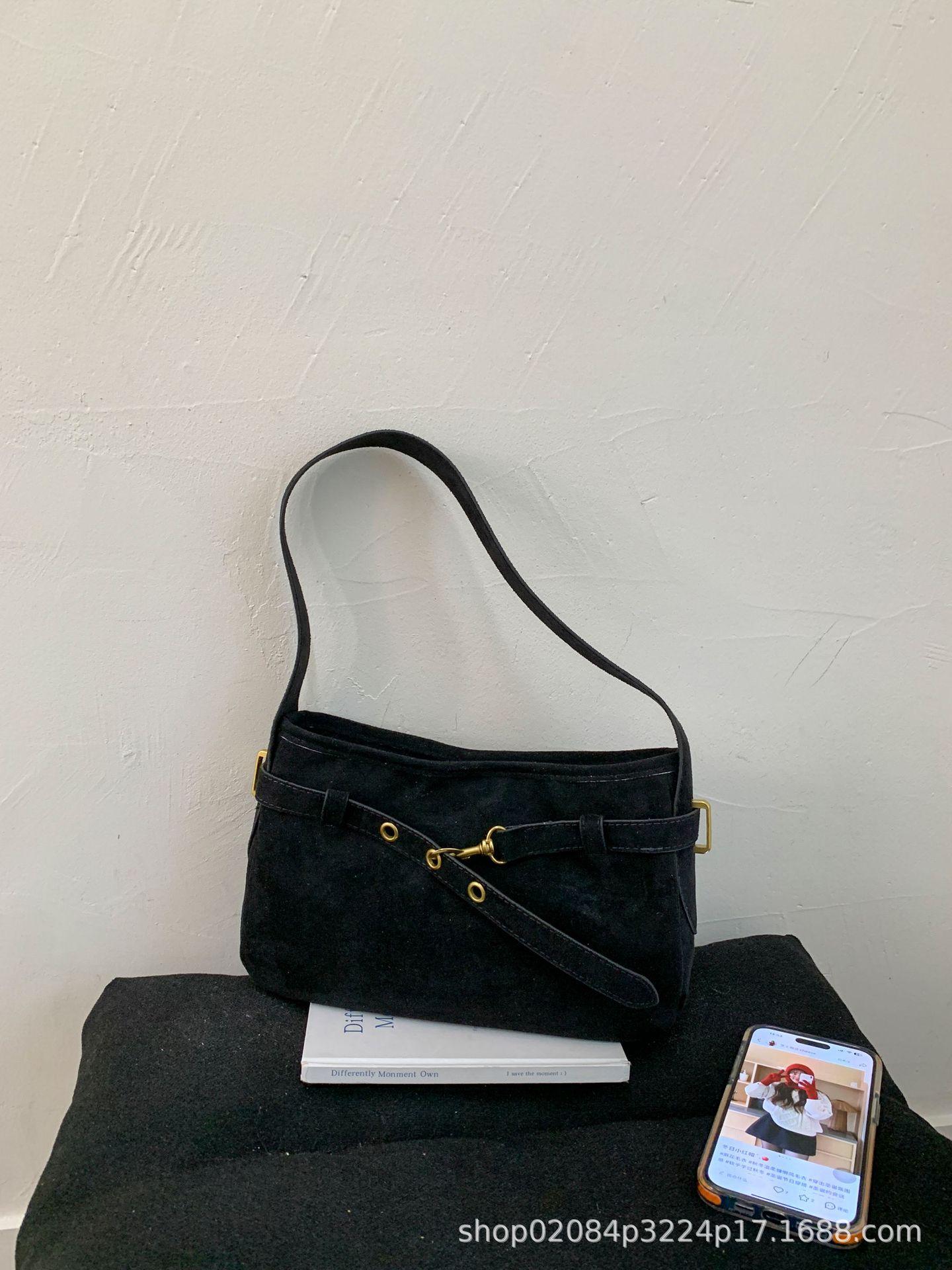 

2025 new retro texture commuter medieval tote bag large capacity versatile shoulder bag underarm bag portable чёрный