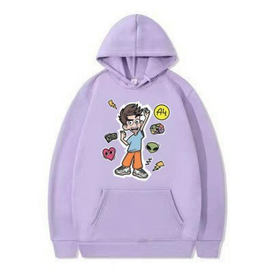 Hobby Cartoon Boy A4 Unisex Children's Hooded Sweatshirt - Spring/Autumn Pullover