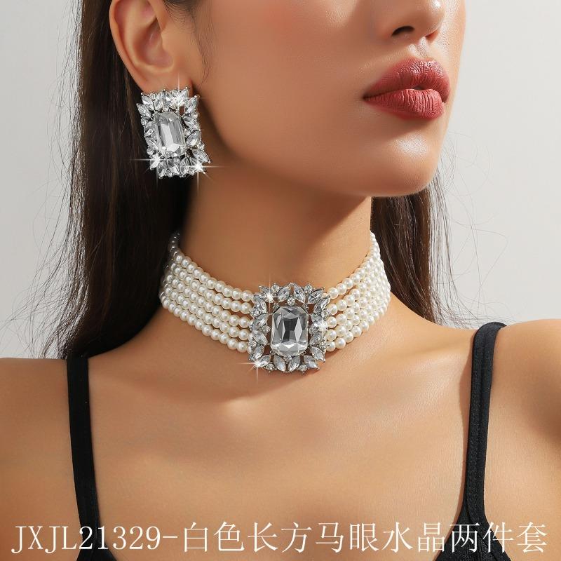 Korean Retro Pearl Diamond Fringed Neck Chain Internet Celebrity Temperament Design Sense Flower Bow Collarbone Chain Necklace Female