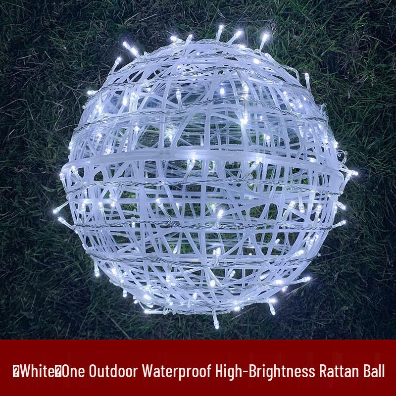 LED Rattan Ball Waterproof Outdoor Hanging Lights - Starry Sky Flashing Festival Decoration