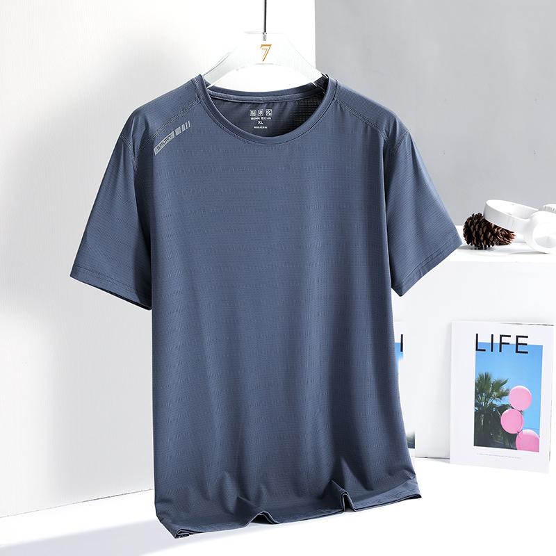 Summer Printed Ice Silk T Shirt Men's Sports And Leisure Running Fitness Breathable Short Sleeved Men's Outdoor Quick Drying Clothes