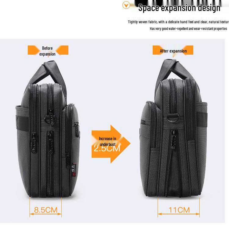 Men's Large Capacity Business Briefcase - Single Shoulder Crossbody Oxford Canvas Laptop Bag for 15.6" Devices.