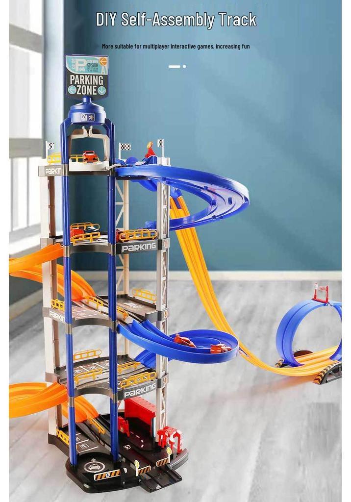 Interactive 8-Car Dual Lane 5-Layer Parking Track DIY Toy for Kids