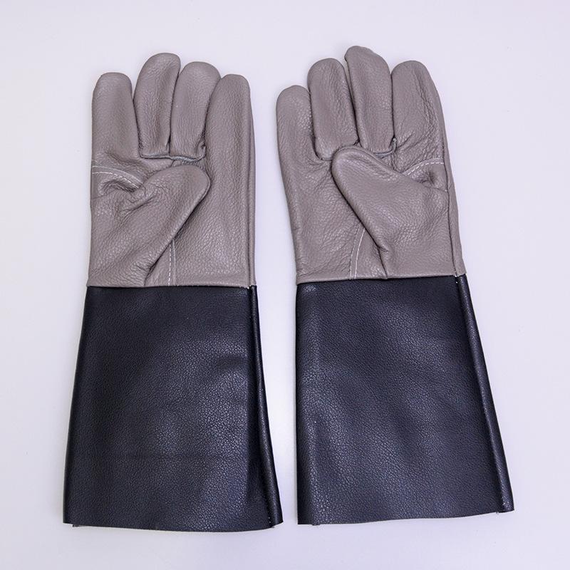 Welding Gloves Heat Resistant Dark Genuine Cowhide Leather Gloves for Electric Welding Work