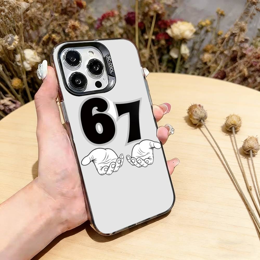 Six Seven 67 Phone Case For iPhone 17,16,15,14,13,12,11 Plus,Pro Max,XS,Colorful Silver Phone Case Funda Cover