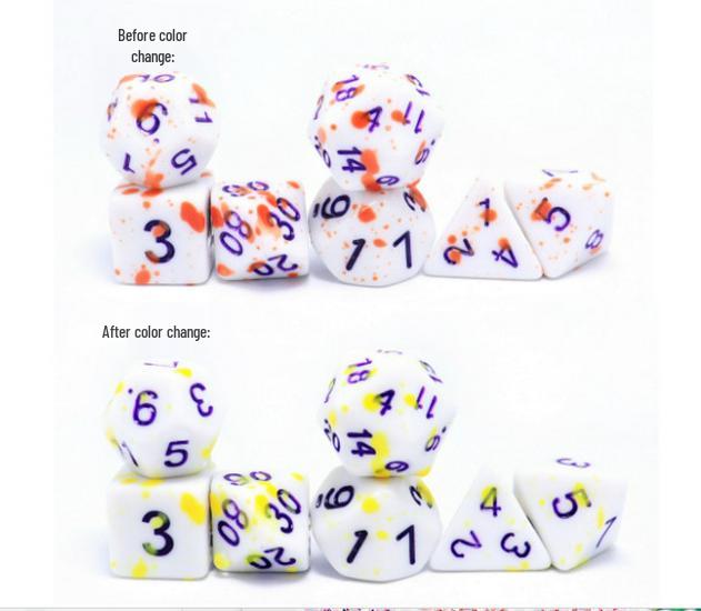 Temperature Sensitive Blood Spot Red & Colorful Earth Role-Playing Dice Set