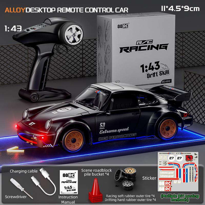 

Сплав 1/43 Полномасштабная RC Дрифт-машинка Гироскоп 4WD Мини Настольный Автомобиль на Радиоуправлении Наклейки DIY Двери Машины Открываются Игрушки для Мальчиков чёрный