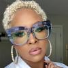 Luxury Brand Anti Blue Light Square Transparent Glasses Frame Oversized Eyeglass For Women Reading Glasses Presbyopia Eyeglasses