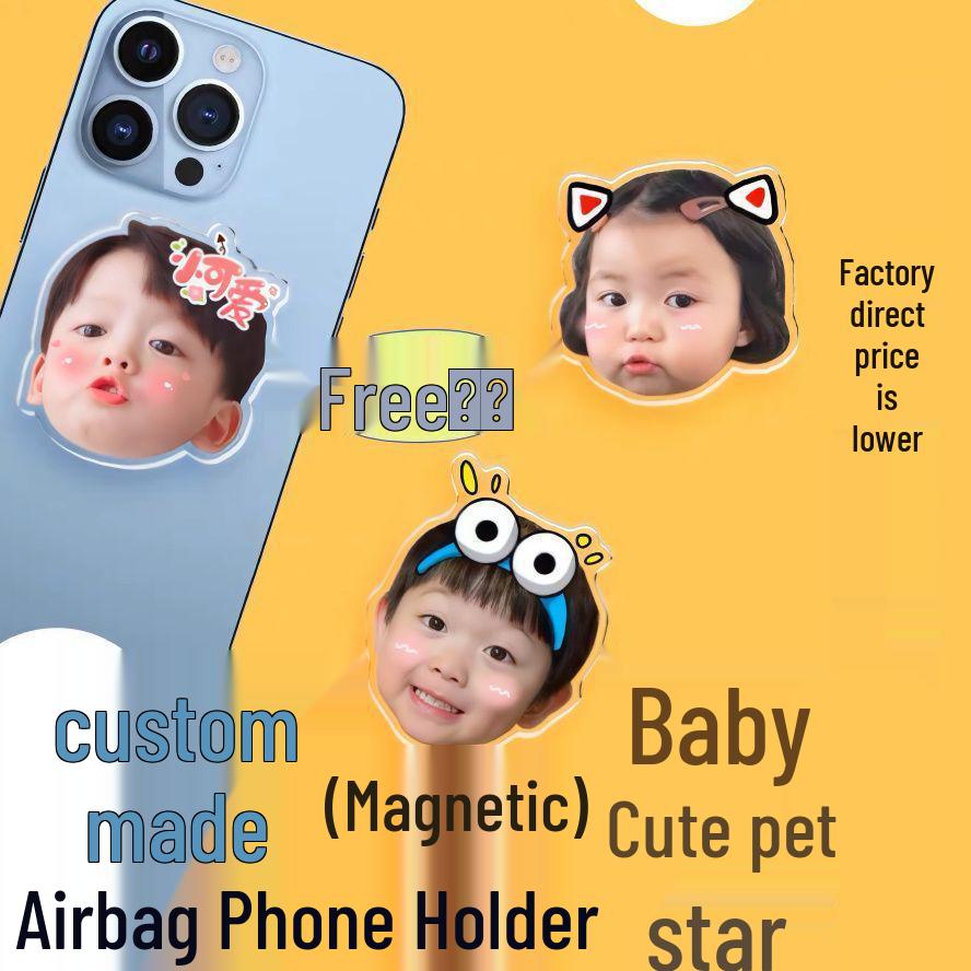 Celebrity Pet Avatar Acrylic Phone Holder - Telescopic, Magnetic, Cartoon Design Contact for Custom прозрачный
