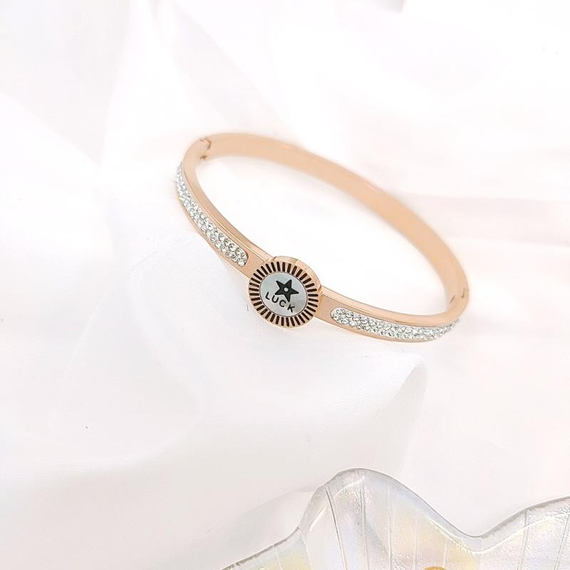 

Винтажный браслет из нержавеющей стали из европейского и американского розового золота, инкрустированный бриллиантами