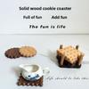 Round Solid Wood Cookie Coasters Biscuit Shape Heat Resistant Wooden Coaster Non-Slip Tea Cup Mat for Tea Milk Drink