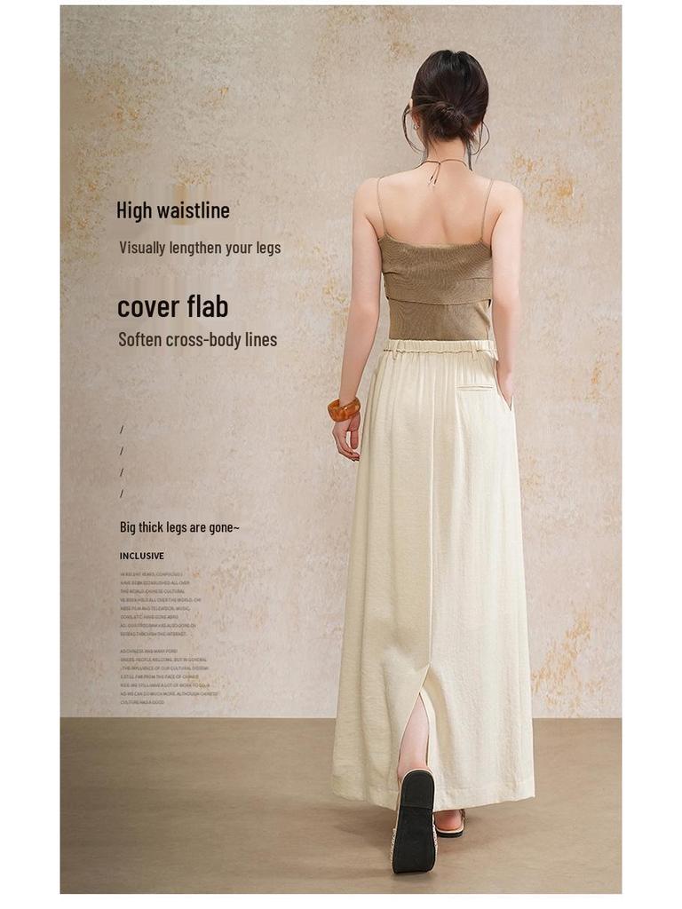 Elastic Waist Drape Slim Fit Midi Skirt - 2026 Spring/Summer Collection