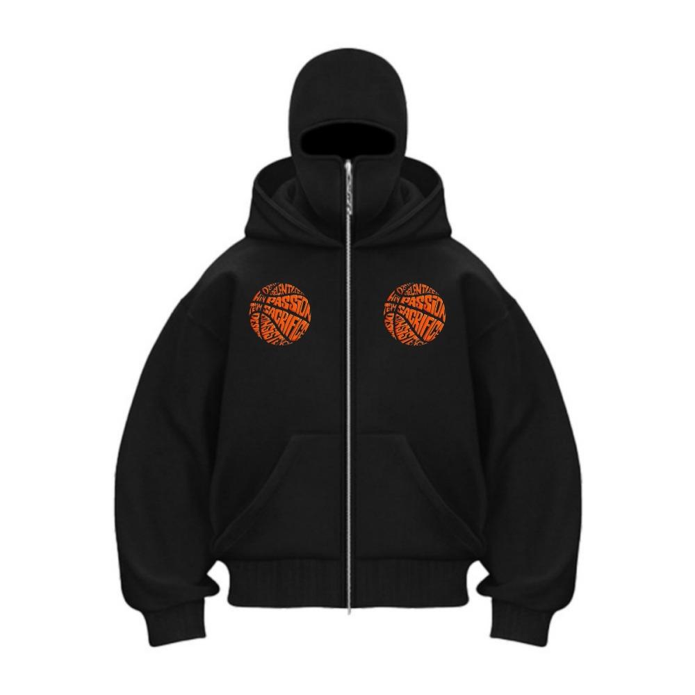 Men's Zipper Hoodie Winter Warm Casual Sweatshirt Y2K Hoodie Mask Zipper Design Sports Jacket Outdoor Activities