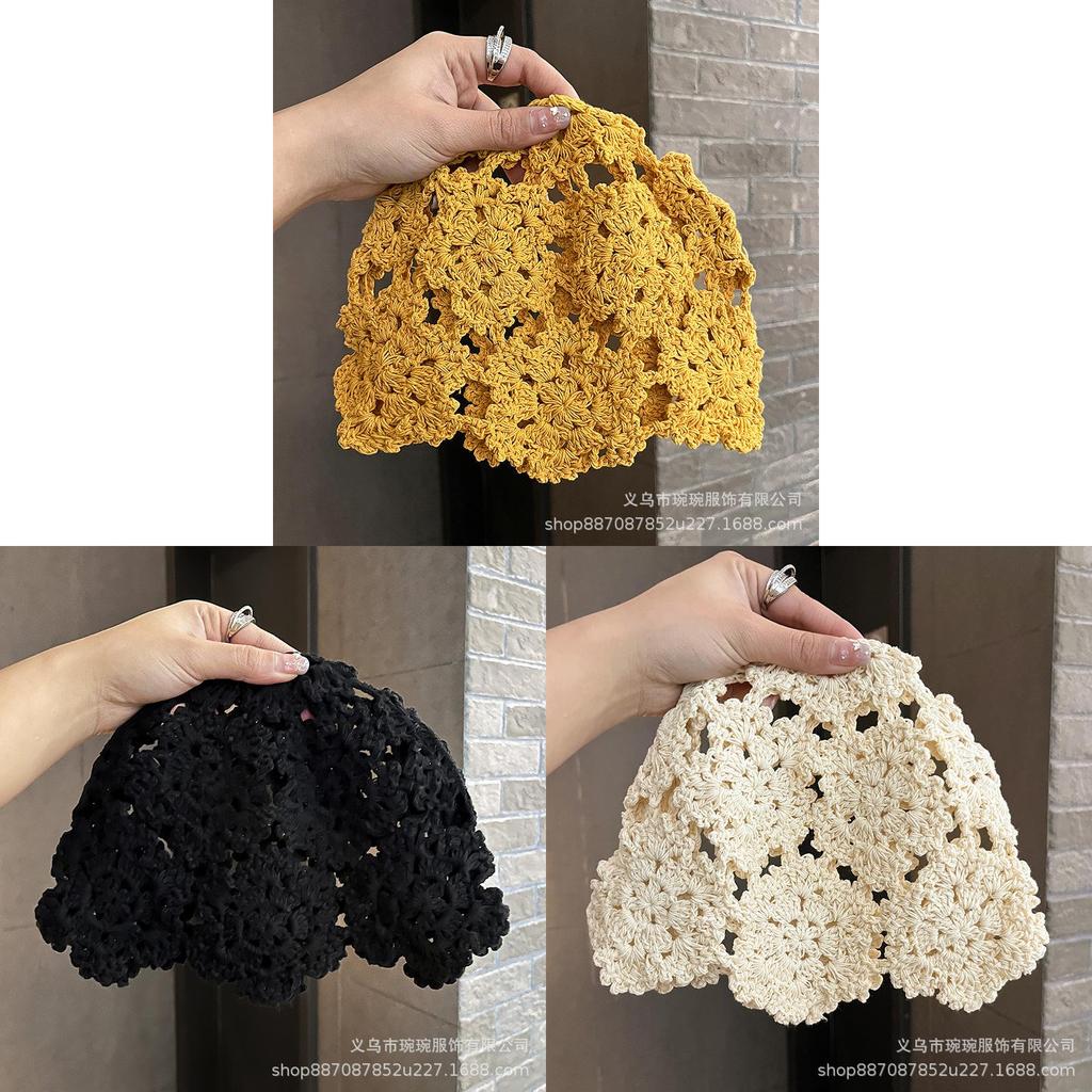 Knitted Floral Pattern Wool Hat For Women Spring Summer Breathable Fashion Accessory