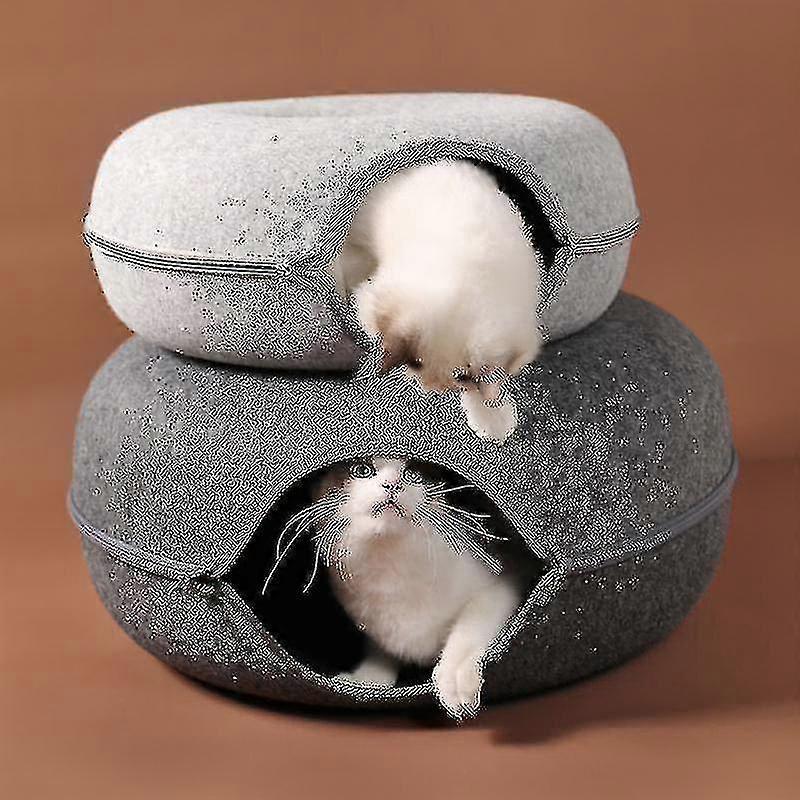 1 Pcs Pet Tunnel Donut Cat Bed(dark Gray)