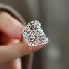 1Pcs Geometric Fine Jewelry Finger Adjustable Retro Flower Hollow Ring For Party Birthday Gift Gold/Silver Rings For Women