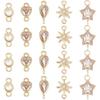 BENECREAT 20Pcs 5 Style 18K Gold Plated Links Flat Round Star Brass Micro Pave Cubic Zirconia Links Teardrop Heart Shape Connecter for Necklace