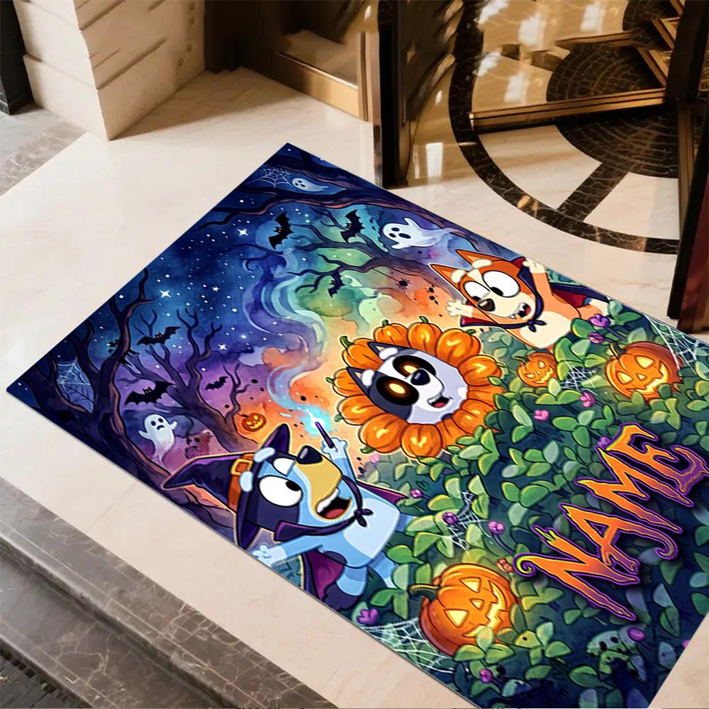 Halloween Night Adventure Customize Text Floor Mat Perfect for Outdoor Game Room Entryway Foyer Anti-slip Rug Office Home Decor