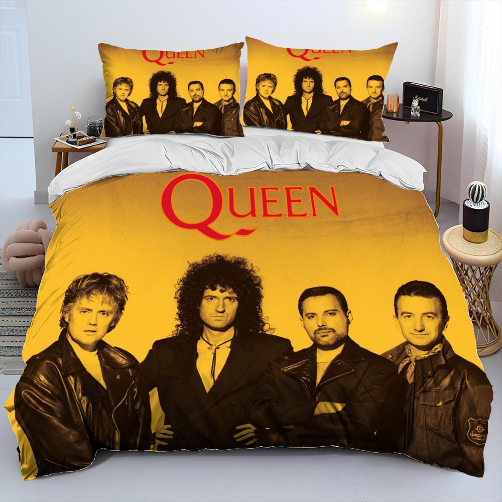Freddie Mercury Queen-Rockband Bettdecke Bettwäscheset, Bettbezug Bettset Steppdecke Kissenbezug, King Queen Size Bettwäscheset