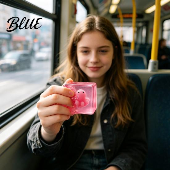 Luminous Ocean Animal Stress Cube Glow-in-the-Dark Toy Relief Squeeze Anxiety Toy Sensory Clear with Sea Inside