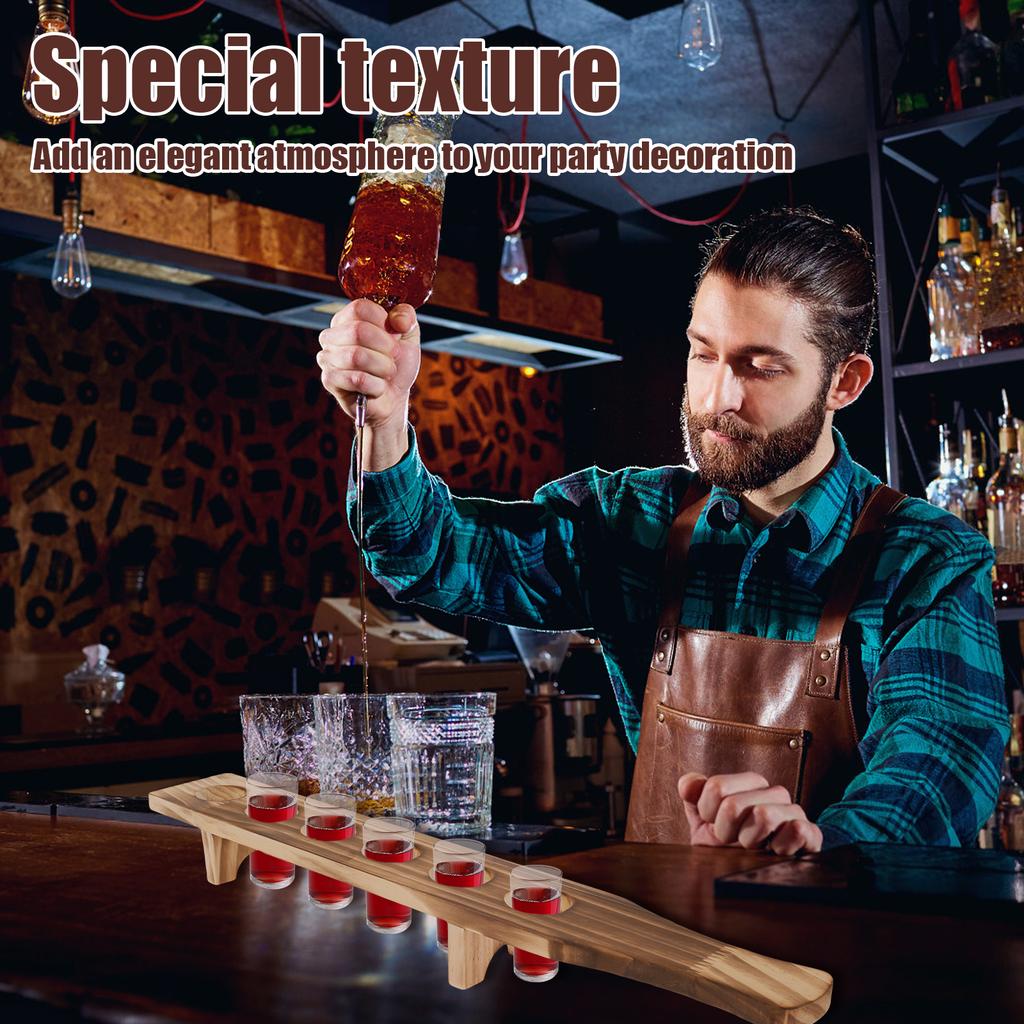 2 Pcs Shot Glass Tray Wood Shot Glass Holder Shot Glass Stand with 6 Holes Shot Glass Serving Tray for 1.4 inch Diameter Glasses