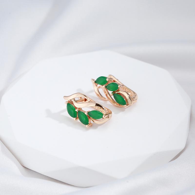 Kinel Fashion Green Leaf Ohrringe für Mädchen Rose Gold Farbe Party Hochzeit Schmuck