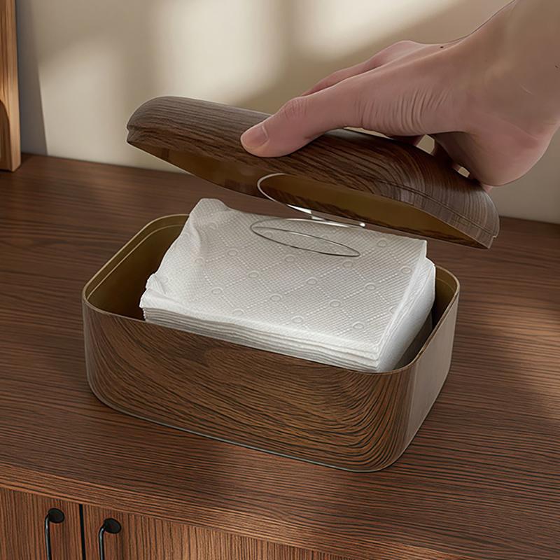 1Pc Retro Imitation Wood Tissue Box Living Room Paper Box Table Desktop Storage Bathroom Home Decoration Tissue Case