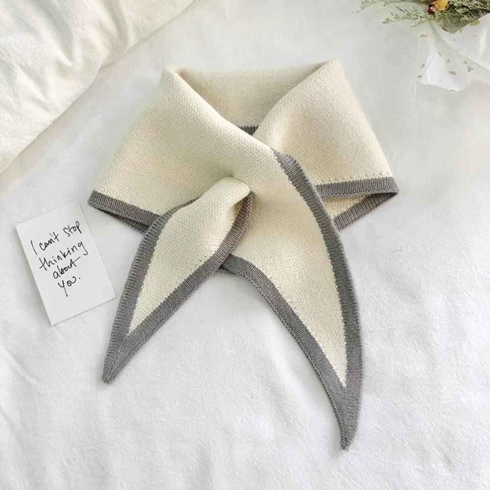 Windproof Knitted Scarf Triangle Cross Neckerchief Fashion False Collar  Autumn Winter