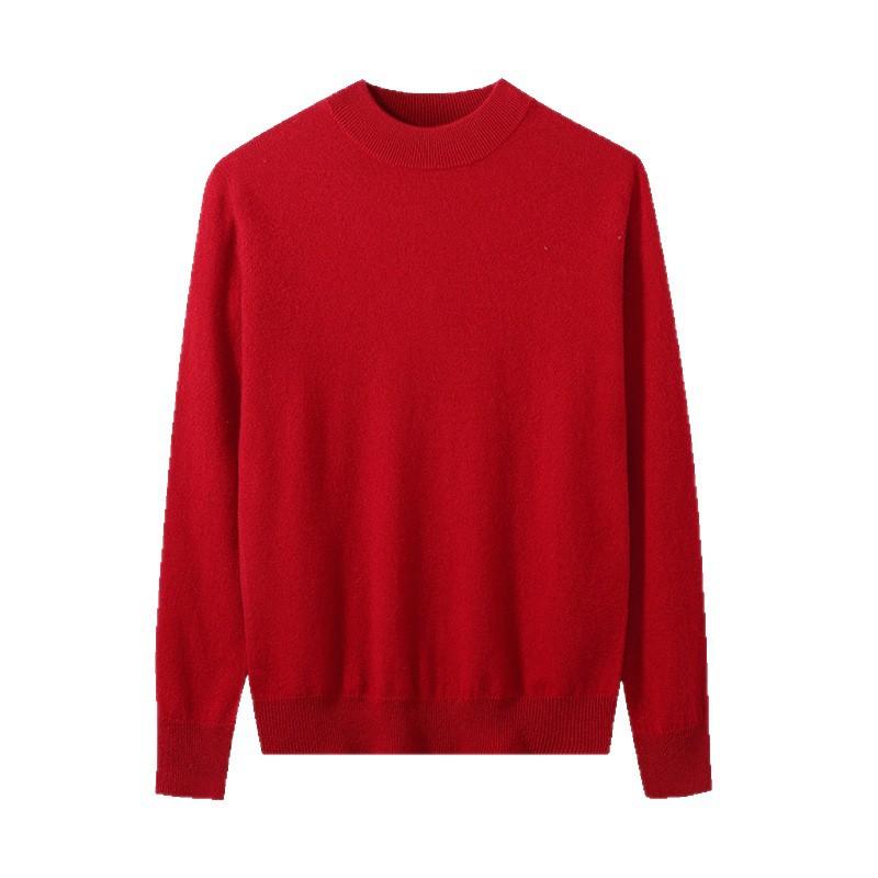 Cashmere shirt men's semi-turtleneck medium and thick pullover sweater youth warm solid color knitting